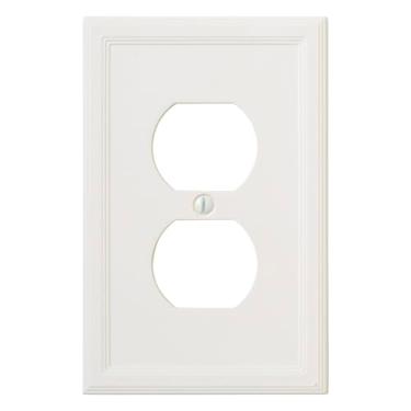 Imagem de Questech Capa de tomada, placa de parede dupla única isolada, placa de interruptor de 1 gangue, tamanho padrão, tampa de tomada elétrica, cornija decorativa, branca