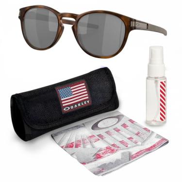 Imagem de OAKLEY Óculos de sol LATCH OO9265 formato oval com kit oficial de óculos, Tartaruga marrom fosco, 53 mm