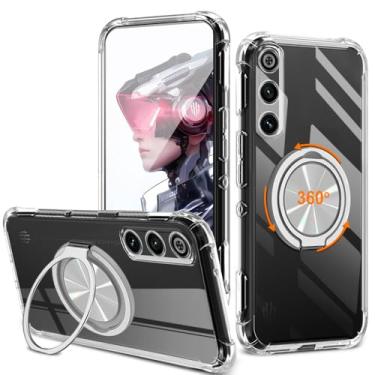 Imagem de Capa para celular ZTE Nubia Red Magic 10 Air, suporte de anel giratório de 360° [não amarelo] Capa protetora de silicone transparente à prova de choque para Nubia Red Magic 10 Air - transparente