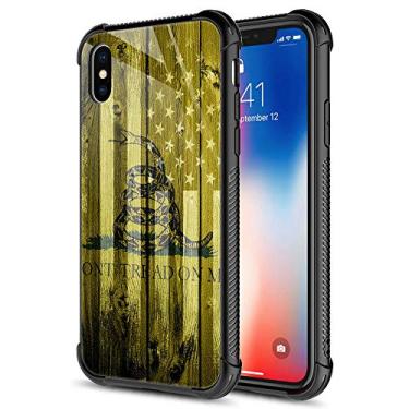 Imagem de CARLOCA Capa compatível com iPhone XR, Dont Tread On Me, bandeira dos EUA, capas para iPhone XR para meninas e meninos, capa traseira rígida à prova de choque antiarranhões