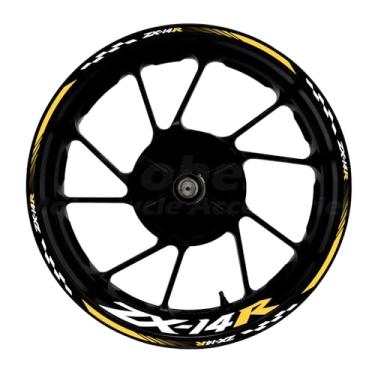 Imagem de Awonderful Kit de listras refletivas para motocicleta, adesivos de aro de roda de vinil compatíveis com Kawasaki ZX-14R 2006-2021 (Cáqui)