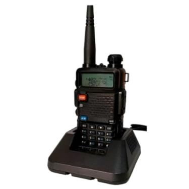 Imagem de Rádio Comunicador Digital Portátil com Display LCD, Bateria Recarregável, Base de Carregamento, Antena Destacável, Preto. Até 128 Canais