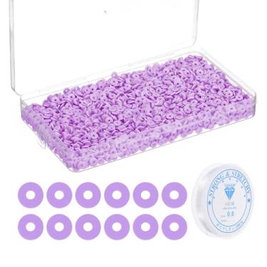 Imagem de PATIKIL Kit de 4000 peças de pulseira de contas de argila, 4 mm, contas espaçadoras de argila de polímero redondas preppy Heishi disco com cordão elástico para fazer joias de amizade faça você mesmo