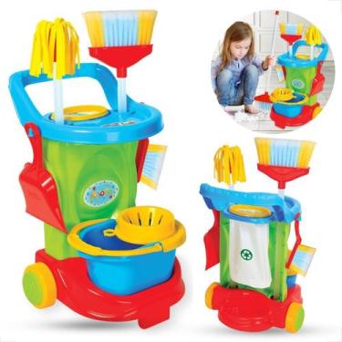 Imagem de Carrinho Completo De Limpeza Kit Cleaning Infantil Brinquedo Criança F