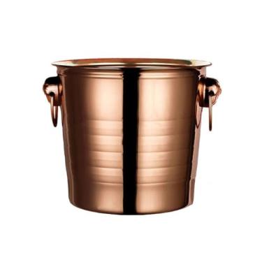 Imagem de Balde de gelo para festas Balde de gelo de aço inoxidável engrossado, champanhe, gelado, cerveja, vinho, balde refrigerado para cubos de gelo, recipiente de gelo, balde de vinho (marrom, grande)