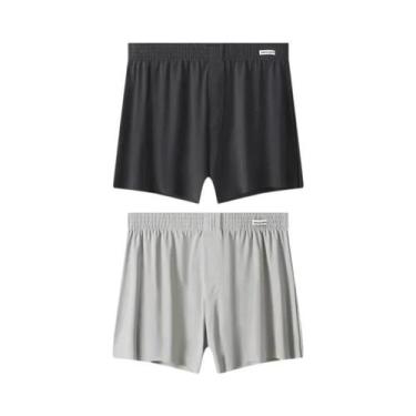 Imagem de Cuecas Boxer Masculinas De Tamanho Grande, Respiráveis, De Seda Gelada