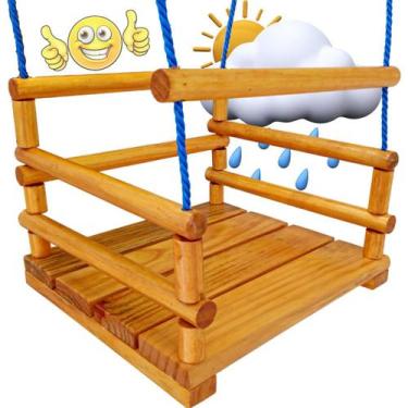 Imagem de Cadeirinha De Balanço Infantil Madeira 4 Cordas Em Nylon Com 3 Mts Em 