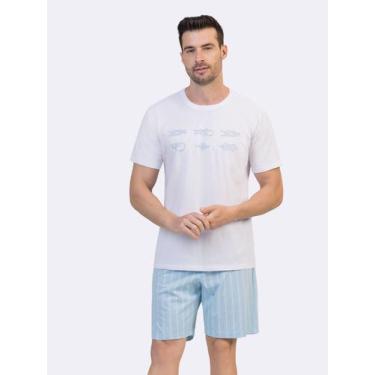 Imagem de Pijama Manga Curta Masculino Memórias de Verão - Veggi, Branco, XG, Ma