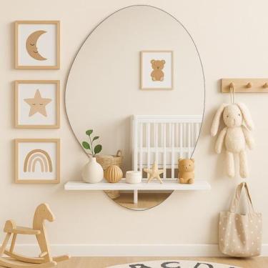 Imagem de Prateleira Mdf Branca Com Espelho Moderno Hall Elegante 95Cm - Móveis 