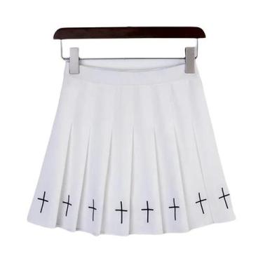 Imagem de Saia Plissada Feminina De Cintura Alta Estilo Harajuku Sensação Doce E