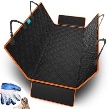 Imagem de Kit Capa Pet Protetor Banco Traseiro e Luva Tira Pelo Cão (Laranja)