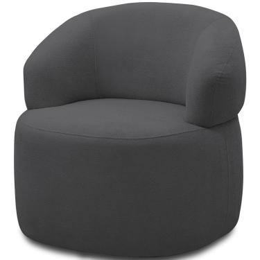 Imagem de Poltrona Giratória Sala de Estar Living Orgânico Carmen F04 Bouclê Grafite - Lyam Decor