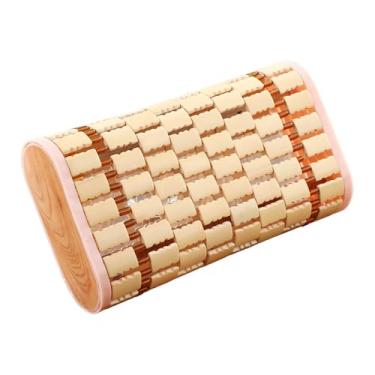Imagem de AFXGUSD Almofada de encosto de cabeça de bambu, apoio retangular para pescoço, sauna, almofada para coluna cervical doméstica, apoio para costas e pescoço, Frisado
