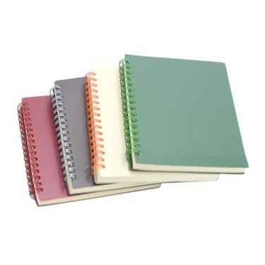 Imagem de YIHUANYIFA 4 cadernos espirais A6, material escolar, 8 mm, pautado, 14,5 x 10,4 cm, capa dura, 160 páginas, diários para estudantes de trabalho e notas (4, cor escura)