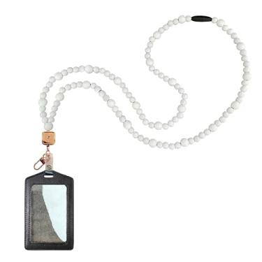 Imagem de Cordão retrátil de designer feito à mão para crachás de identificação cordão de madeira para professor com suporte de identificação de poliuretano para crachás de identificação para mulheres, colar de