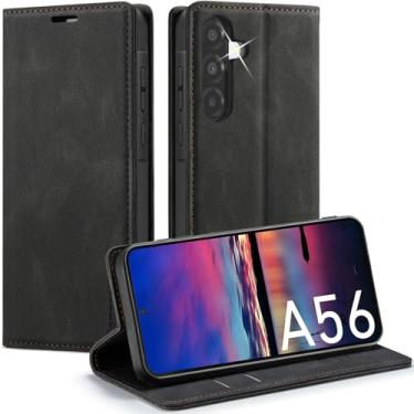 Imagem de Capa carteira para Samsung Galaxy A56 5G com suporte para cartão [bloqueio RFID] suporte magnético, capa flip de couro para Samsung Galaxy A56 5G 6,7 polegadas (preto)