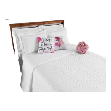 Imagem de Kit Cobre Leito PeçAs - Conjunto De Cama Dupla Face Original - Completo Com Edredom E Fronhas(Elegance Branco Est 02)