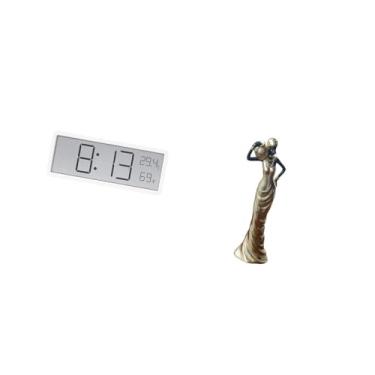 Imagem de Fenteer Relógio de Parede Digital, Relógio de Mesa, Multiuso, Grande Display, Temperatura, Umidade, Escultura, Enfeite de Mesa, Estátua de Senhora Tribal Vint