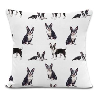 Imagem de Yorhifa Capas de travesseiro Boston Terrier para cães 45,7 x 45,7 cm, presentes para donos de cães, presentes de Boston Terrier, para mulheres, capas de almofada para sofá, decoração de quarto de casa