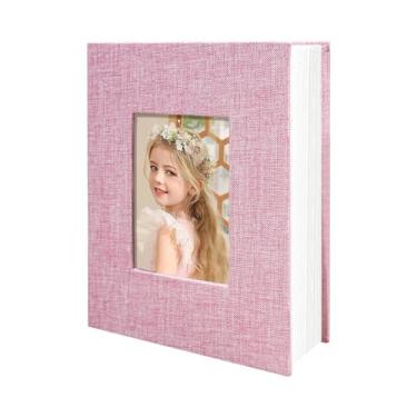 Imagem de HoneyTolly Álbum de fotos 10 x 15 bolsos para presentes de casamento, livro de memórias de capa dura de linho, álbuns de fotos para casamento, família, aniversário, bebê, fotos de férias