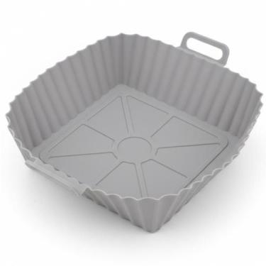 Imagem de Cesto Silicone Air Fryer Lavável P/ Proteção Lovely Vibe, CINZA