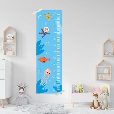 Imagem de Adesivo Régua De Crescimento Infantil Fundo Do Mar 133 X 40cm Colorido