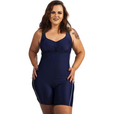 Imagem de Maiô Macaquinho Plus Size Hidroginastica Natação Poliamida - Kosh, Azu