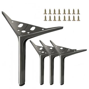 Imagem de SWTOOL Pernas de móveis de metal preto de 17 cm, pés de móveis triangulares resistentes, faça você mesmo, pernas de substituição modernas para armário, sofá, poltrona, conjunto com 4