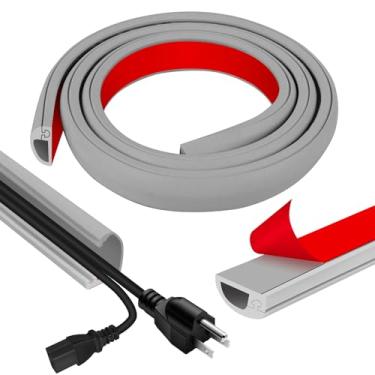 Imagem de Escondedor de cabos, ocultador de cabo de parede autoadesivo de 99 cm, capas de cabo de extensão para piso, capa de fio corretivo para TV montada na parede, cavidade de cabos de casa e escritório 1,6