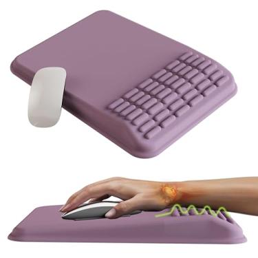 Imagem de MEKASS Mouse pad com descanso de pulso, mousepad ergonômico para alívio da dor no túnel do carpo, suporte de pulso de computador com espuma de memória para escritório e casa (27,2 x 19,8 cm, roxo)