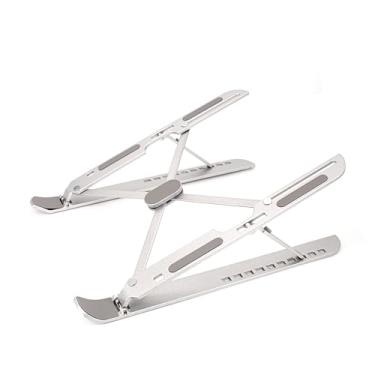 Imagem de GNAFETS Suporte dobrável de alumínio para laptop, suporte ergonômico de mesa com alças de borracha antiderrapantes, compatível com MacBook, iPad, Thinkpad, todos os laptops 10-17 (prata)