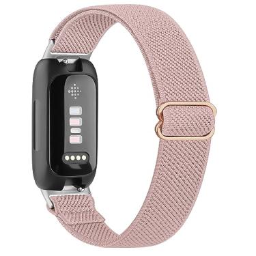 Imagem de Meliya Fitas elásticas para Fitbit Inspire 3 para mulheres e homens, pulseiras esportivas de nylon elástico e ajustáveis macias para Fitbit Inspire 3 Fitness Tracker (rosa)