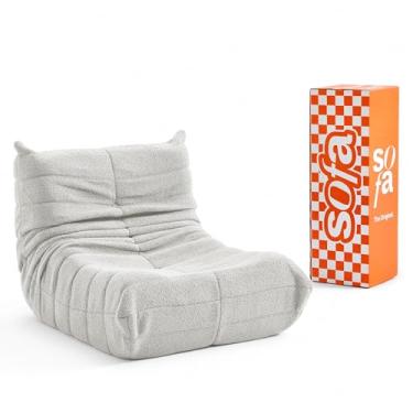 Imagem de Poltrona Puff Retro Modular 1973 em Boucle – Sofá na Caixa (Cinza)