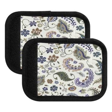 Imagem de Qilmy Paisley Style Retro Flowers Bagagem Handle Wrap Pacote com 4 Identificadores de Bagagem Tag Comfort Handle Grips Capa para Carrinho de Viagem Bolsa Mala Avião Acessórios de Viagem 1764