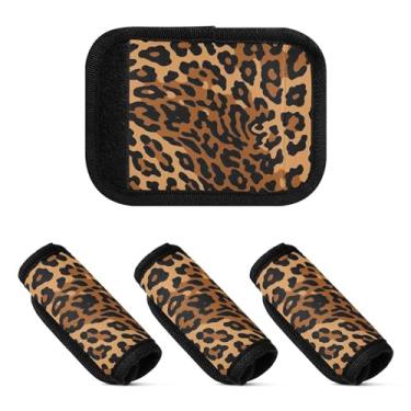 Imagem de Qilmy Embalagem com 2 identificadores de bagagem com estampa de leopardo e alça confortável para carrinho de bebê, mala de viagem, acessórios de viagem de avião62