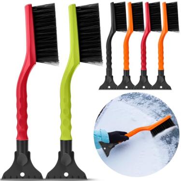 Imagem de Uiifan Conjunto de 6 peças de escovas de neve de carro de 40,6 cm, raspador de gelo e escova de neve para para-brisas de carro, cabeça de cerdas macias, ferramenta de remoção de inverno 2 em 1 para