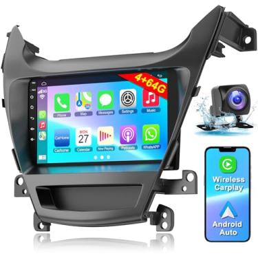 Imagem de Rádio de carro para Hyundai Elantra 2014-2016 | Suporte para Apple Carplay Android Auto sem fio | Navegação GPS | Unidade de cabeça Bluetooth FM com tela sensível ao toque Android 15 9 polegadas |