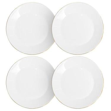 Imagem de Jogo Pratos Sobremesa Catarina Opaline Fio De Ouro 19Cm 4Pç - Huaskraf