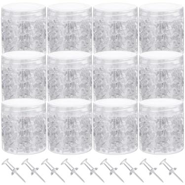Imagem de 2400 peças de pinos transparentes para polegar com ponta de aço e cabeça de plástico tachinhas transparentes para pendurar na parede, quadro de cortiça e quadro de avisos, projetos de artesanato em