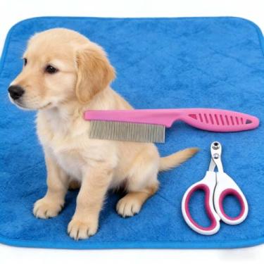 Imagem de 2 peças de cortadores de unhas específicos para animais de estimação, kit de cuidados para gatos, evitando cortes excessivos, cortadores de unhas e pente de dentes finos para gatos para aparar unhas e