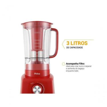 Imagem de Liquidificador Philco Ph900 C/ Filtro 12v 3l Vermelho 110V