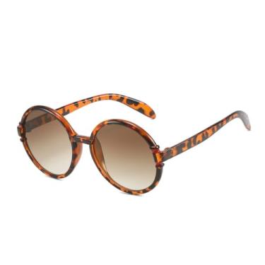 Imagem de HCPIHF Óculos redondos de luxo para mulheres e homens, vintage, moda punk, armação grande e grande (leopardo, marrom)