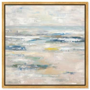 Imagem de Decoração de parede minimalista com impressão em tela Shallow Waters I da Art Remedy, moldura dourada, 76 x 76 cm