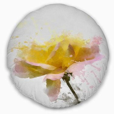 Imagem de Designart rosa amarela com haste verde, sala de estar, sofá, almofada de alta qualidade + capa de almofada impressa em ambos os lados 40 cm