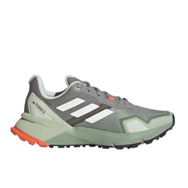 Imagem de adidas Tênis feminino Terrex Soulstride, Verde prata/branco fora/laranja semiimpacto, 34