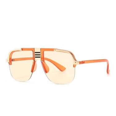 Imagem de JRLLFD Óculos de sol de armação grande e cano alto, charmosos, estilo urbano, feminino (laranja)