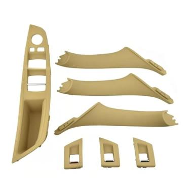 Imagem de Maçaneta da porta interna automotiva, tampa de acabamento, compatível com BMW Série 5 F10 F11 520d 530d 535i 51417225857 51417225873 Acessórios para carro(Beige 7pcs)