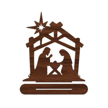 Imagem de Presépio 01 Com Base 18cmx20cm - Cria Arte Laser Madeira Escuro