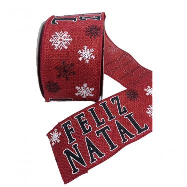 Imagem de Fita Decorativa Feliz Natal Vermelha Cf561