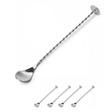 Imagem de Kit 4 Colheres Bailarina para Drinks com Ponteira Disco - Unyhome